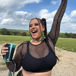 Alanis Full Fishnet Top - Black