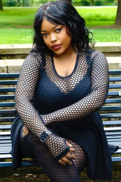Alanis Full Fishnet Top - Black