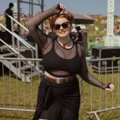 Alanis Full Fishnet Top - Black