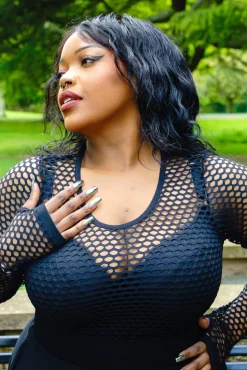Alanis Full Fishnet Top - Black