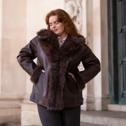 Amelia Aviator Jacket - Brown