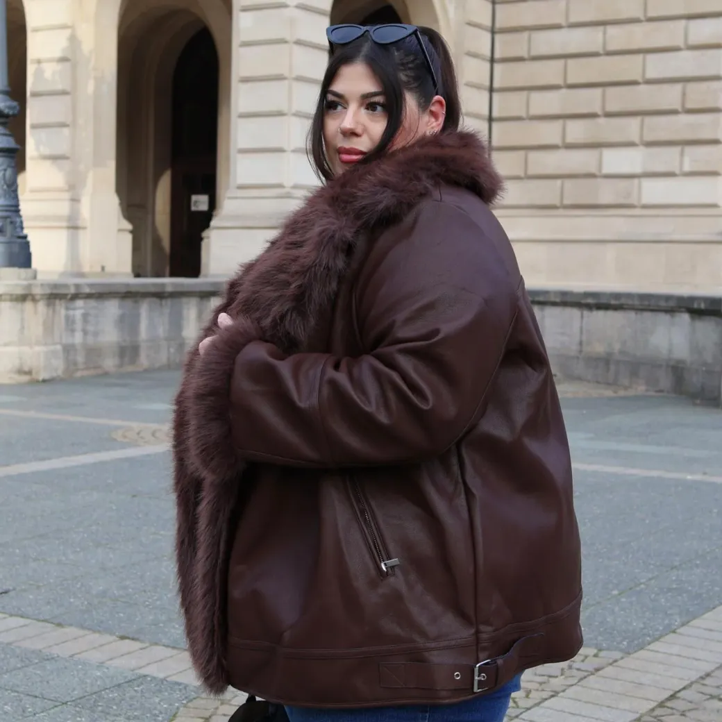 Amelia Aviator Jacket - Brown