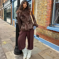 Amelia Aviator Jacket - Brown