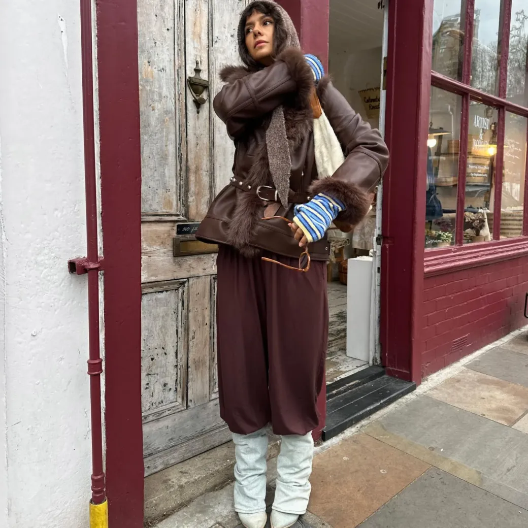 Amelia Aviator Jacket - Brown
