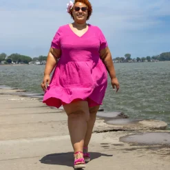 Amrita Cotton Gauze Mini Dress - Peony