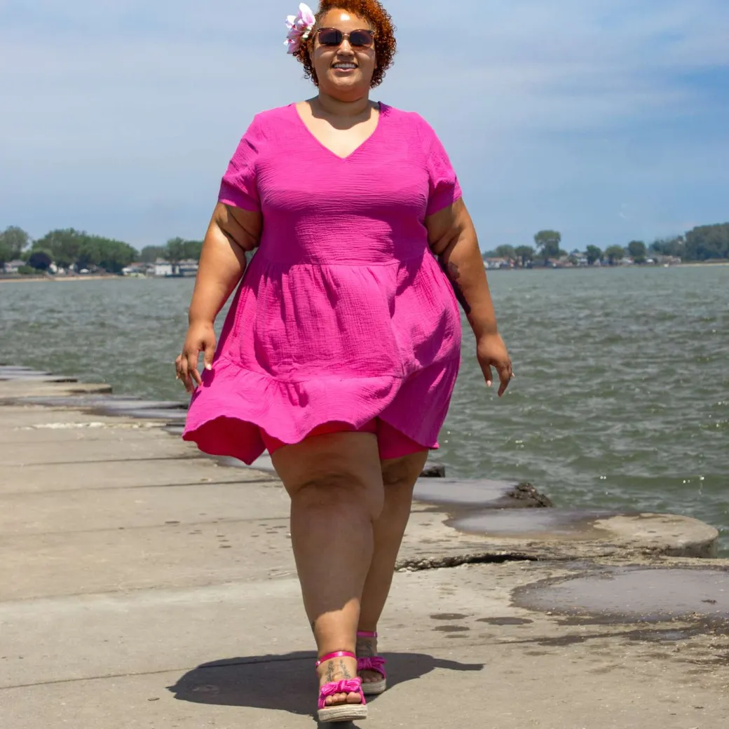 Amrita Cotton Gauze Mini Dress - Peony