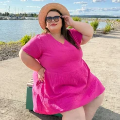Amrita Cotton Gauze Mini Dress - Peony