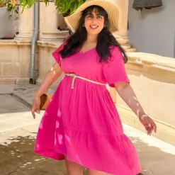 Amrita Cotton Gauze Mini Dress - Peony