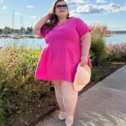 Amrita Cotton Gauze Mini Dress - Peony