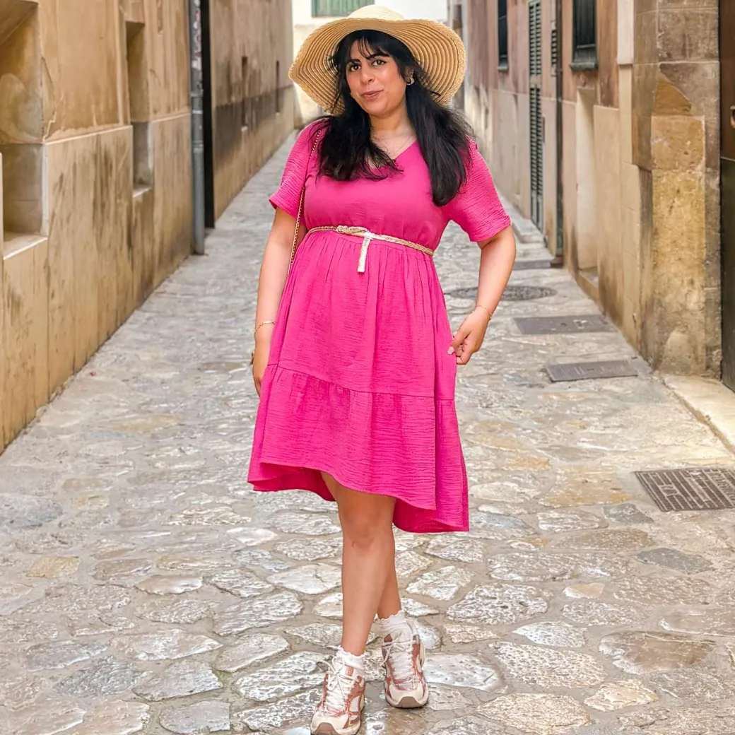 Amrita Cotton Gauze Mini Dress - Peony