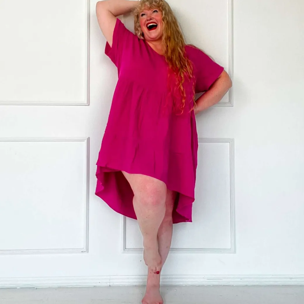 Amrita Cotton Gauze Mini Dress - Peony