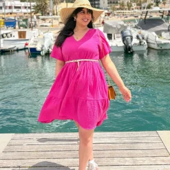 Amrita Cotton Gauze Mini Dress - Peony