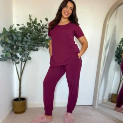Bamboo Lounge Joggers - Cherry