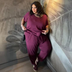 Bamboo Lounge Joggers - Cherry