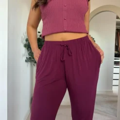 Bamboo Lounge Joggers - Cherry