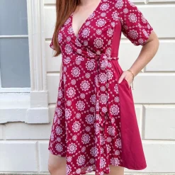 Broderie Anglaise Wrap Dress - Blood Red