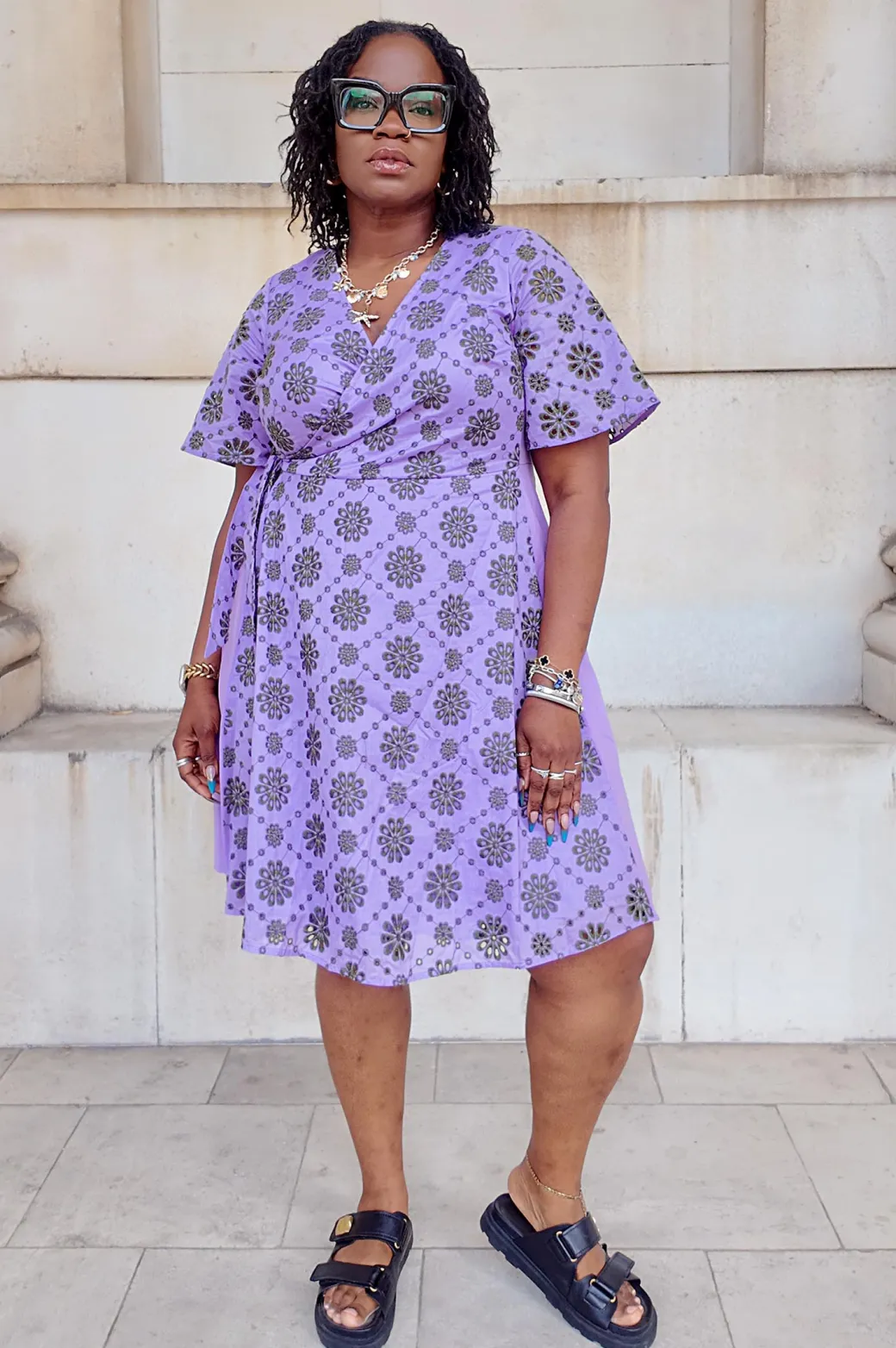 Broderie Anglaise Wrap Dress - Cassis de Violet