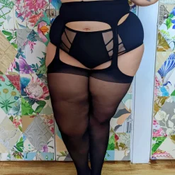 Burlesque Sheer Mock Garters - Liquorice