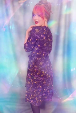Celestial Wrap Dress - Purple / Gold