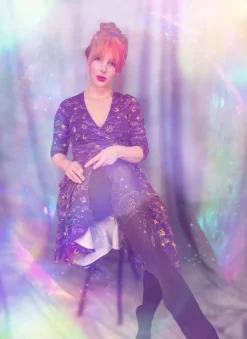 Celestial Wrap Dress - Purple / Gold