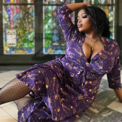 Celestial Wrap Dress - Purple / Gold