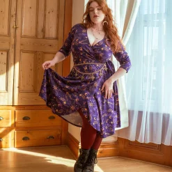 Celestial Wrap Dress - Purple / Gold