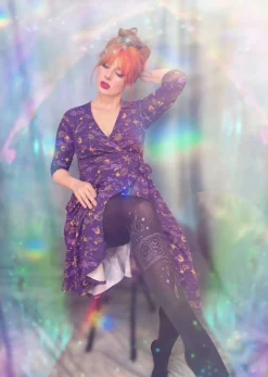 Celestial Wrap Dress - Purple / Gold