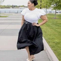 Crew neck Puff Sleeve Tee - White