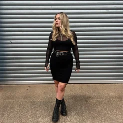 Cropped Mesh Top - Black