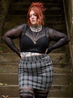 Cropped Mesh Top - Black