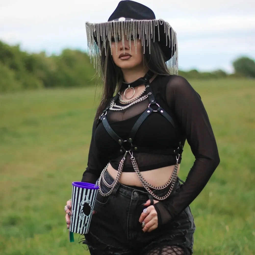 Cropped Mesh Top - Black