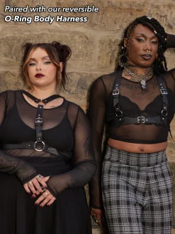 Cropped Mesh Top - Black