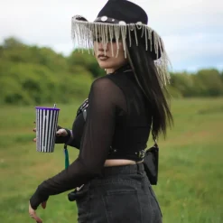 Cropped Mesh Top - Black