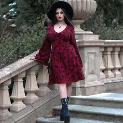 Danu Bell Sleeve Mini Dress - Blood Red