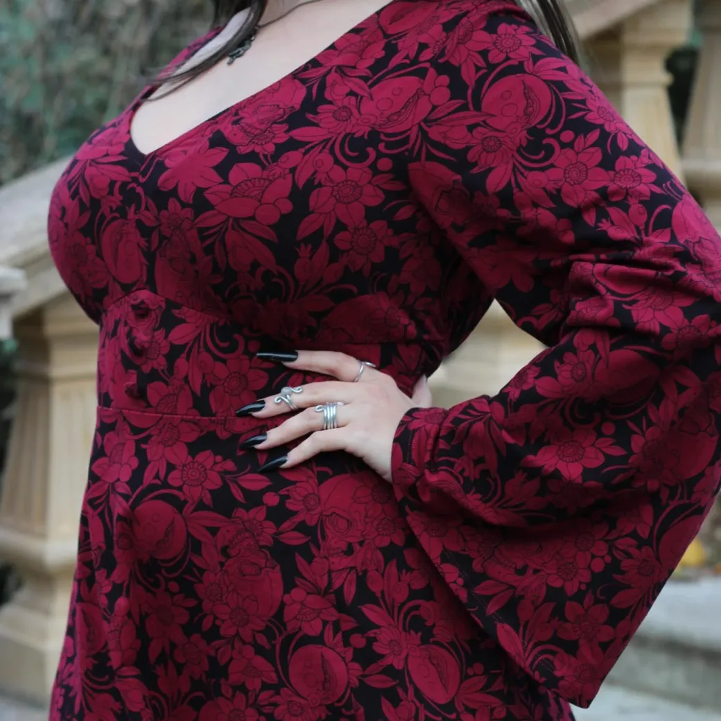 Danu Bell Sleeve Mini Dress - Blood Red