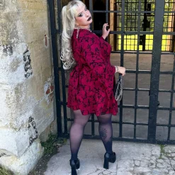 Danu Bell Sleeve Mini Dress - Blood Red