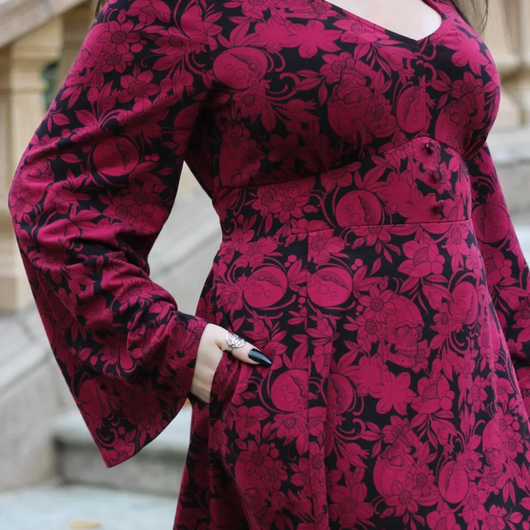 Danu Bell Sleeve Mini Dress - Blood Red