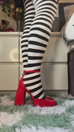 80 Denier Black & White Striped Tights - Witch