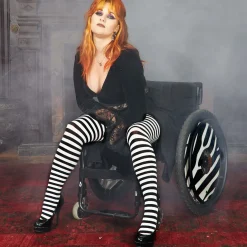 80 Denier Black & White Striped Tights - Witch