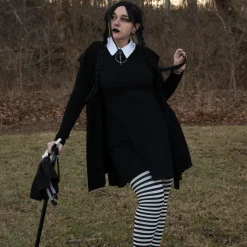 80 Denier Black & White Striped Tights - Witch