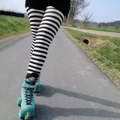 80 Denier Black & White Striped Tights - Witch