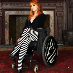 80 Denier Black & White Striped Tights - Witch