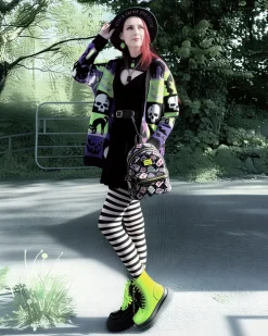 80 Denier Black & White Striped Tights - Witch