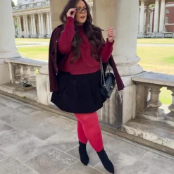80 Denier Castor Oil Tights - Blood Red