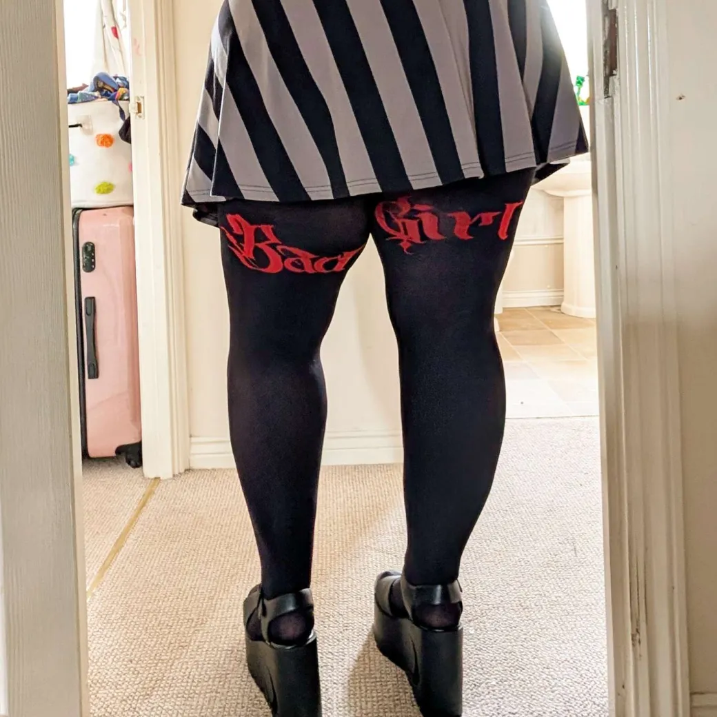 80 Denier Crotchless Tights - Bad Girl - Black