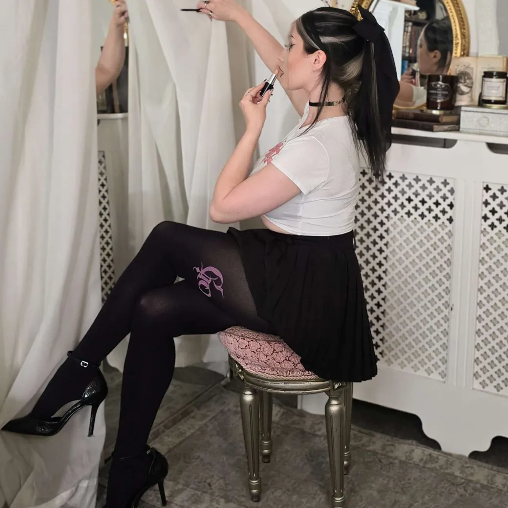 80 Denier Crotchless Tights - Good Girl - Black