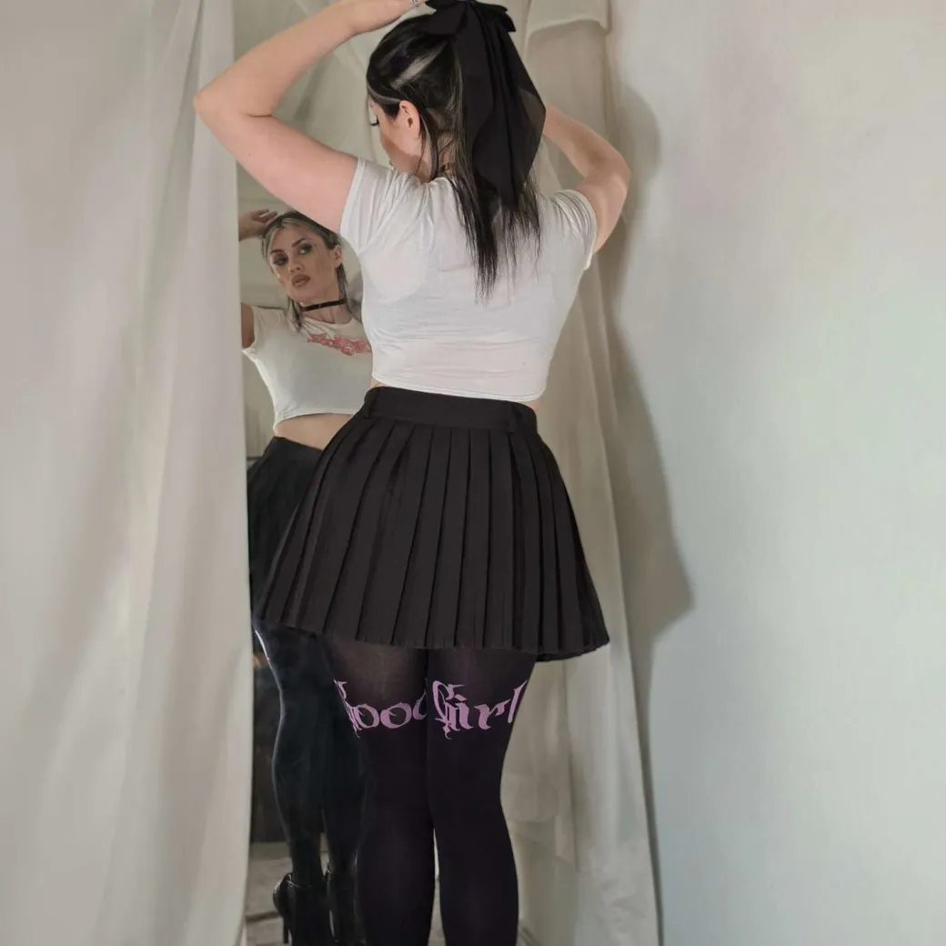 80 Denier Crotchless Tights - Good Girl - Black