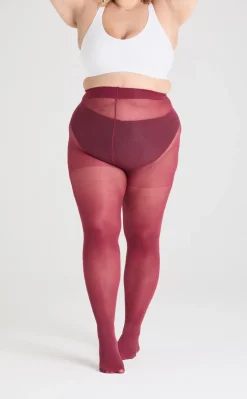 80 Denier Opaque Tights - Burgundy