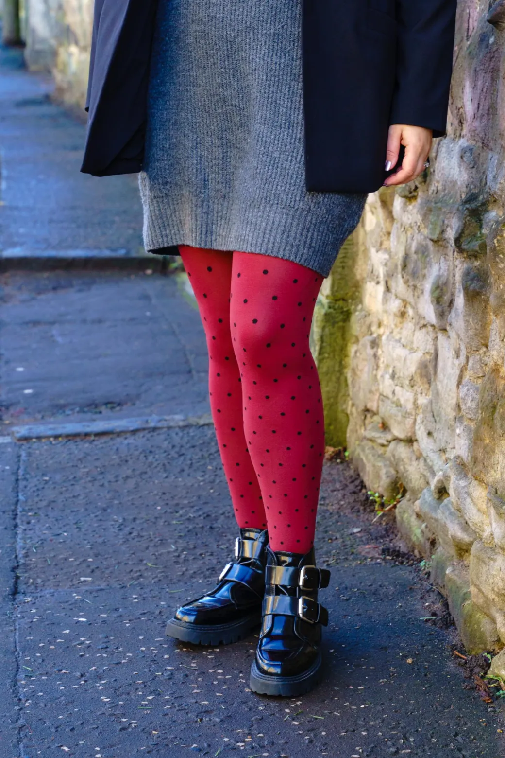 80 Denier Opaque Tights - Cherry Dot