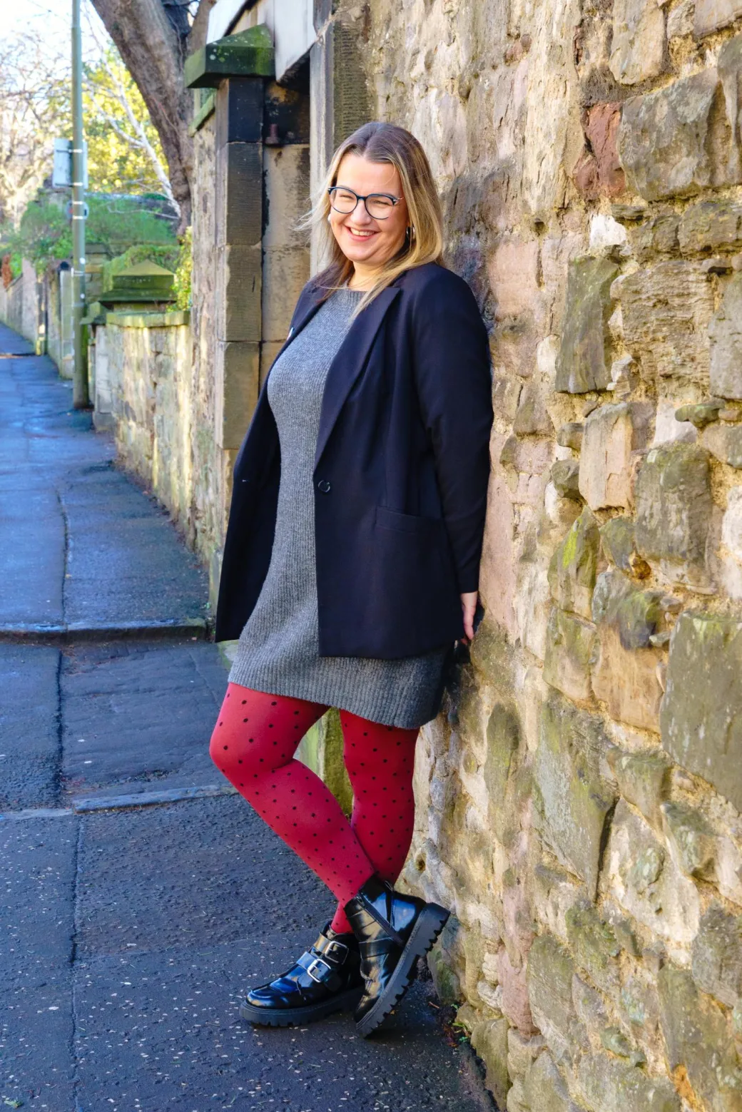 80 Denier Opaque Tights - Cherry Dot